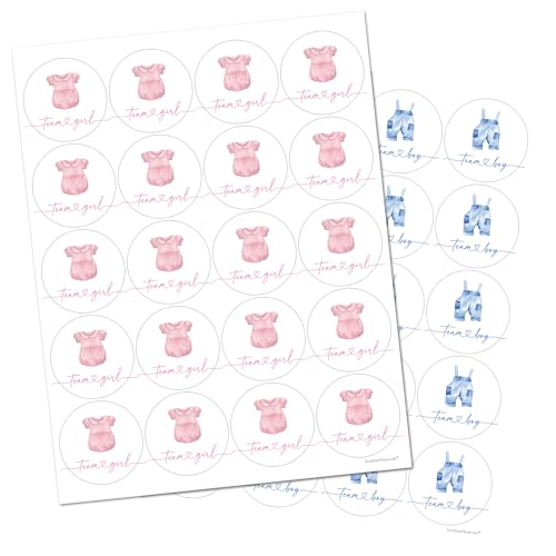 InvitationHouse Gender Reveal Stickers - 40 Boho Labels (20 Boy + 20 Girl) 2 Inch Round
