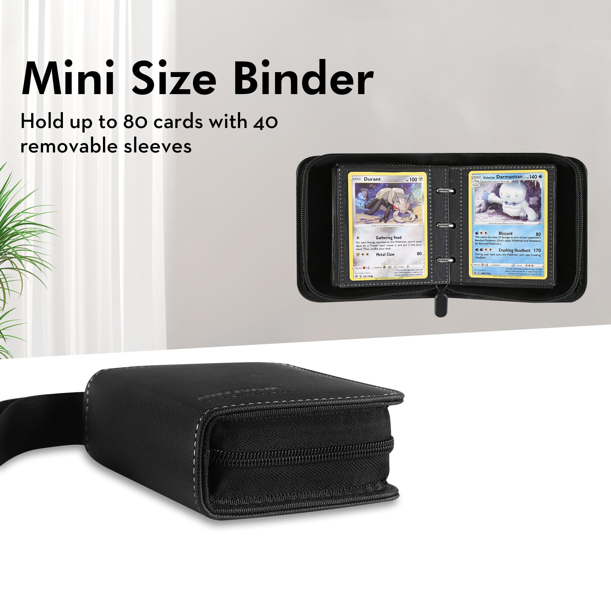 iofeiwak Mini Pokemon Card Binder - 2x2 Pockets, Holds 80 Cards, Lightweight with Removable Sleeves