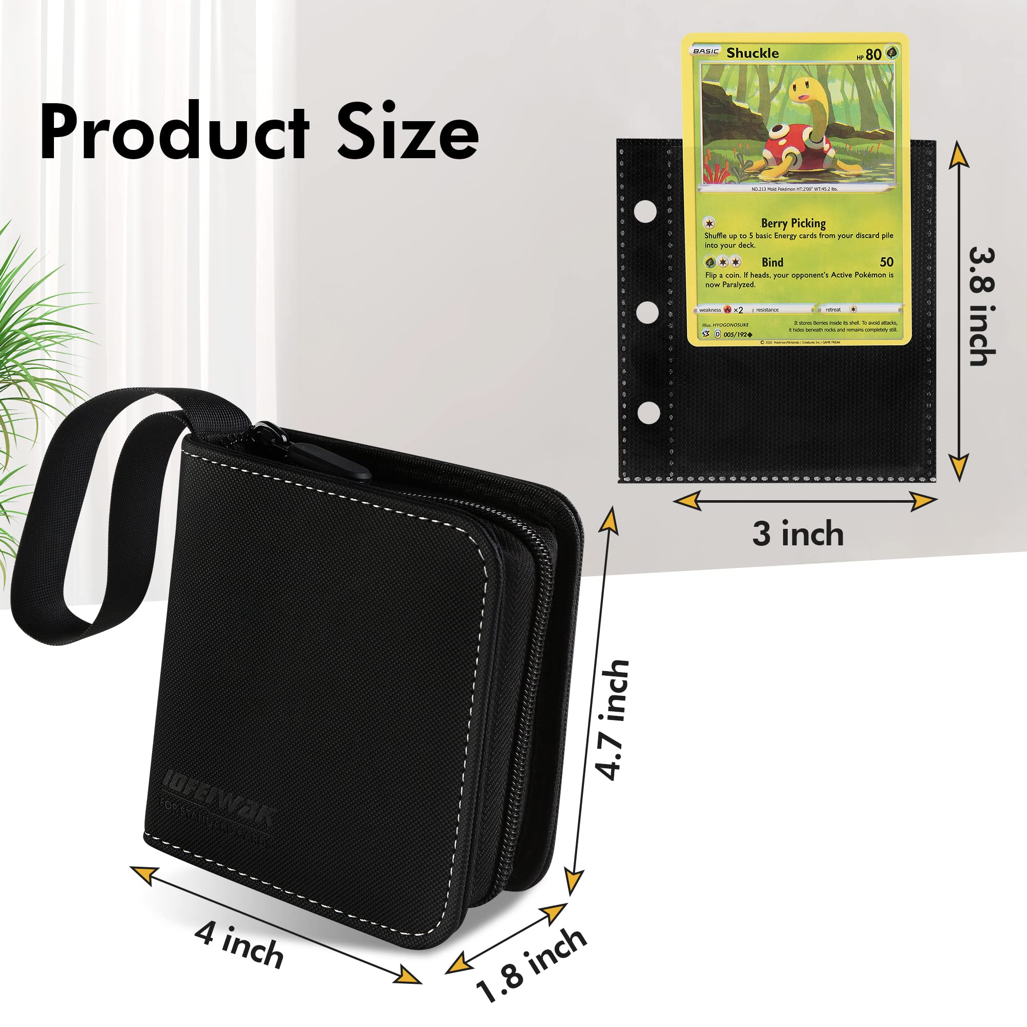 iofeiwak Mini Pokemon Card Binder - 2x2 Pockets, Holds 80 Cards, Lightweight with Removable Sleeves