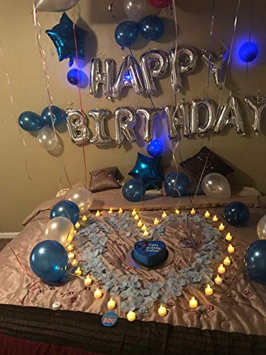 iPartycool 50-Piece Happy Birthday Balloon Set with Silver Letters and Star Balloons