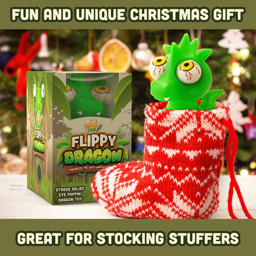 IPIDIPI TOYS Flippy Dragon Squishy Toy – Eye Popping Stress Relief Fidget for Kids & Adults