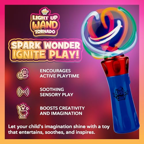 IPIDIPI TOYS Spinning Light Up Wand – LED Magic Swirling Toy for Kids, Easter Basket Stuffers, Party Favors