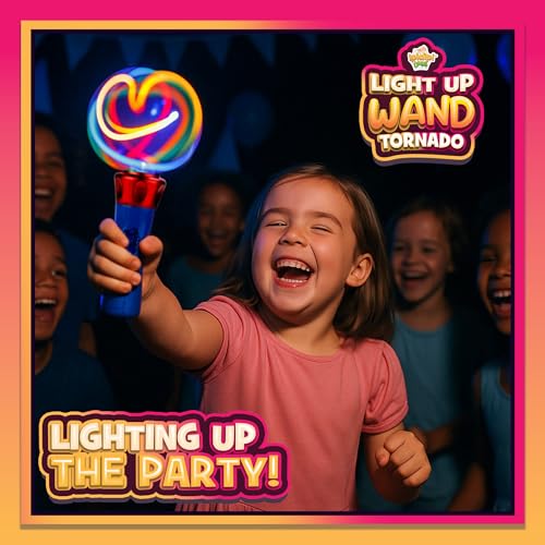 IPIDIPI TOYS Spinning Light Up Wand – LED Magic Swirling Toy for Kids, Easter Basket Stuffers, Party Favors