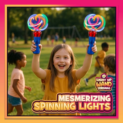 IPIDIPI TOYS Spinning Light Up Wand – LED Magic Swirling Toy for Kids, Easter Basket Stuffers, Party Favors