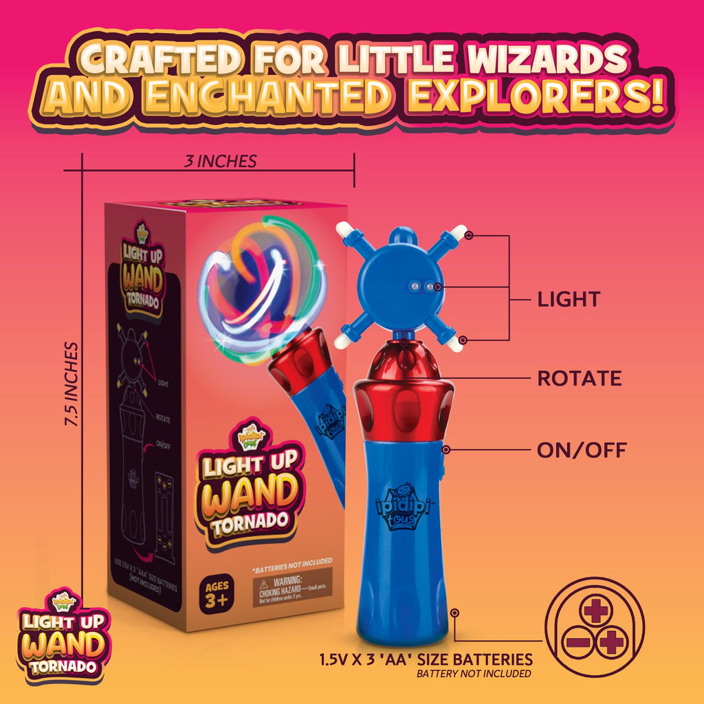 IPIDIPI TOYS Spinning Light Up Wand – LED Magic Swirling Toy for Kids, Easter Basket Stuffers, Party Favors