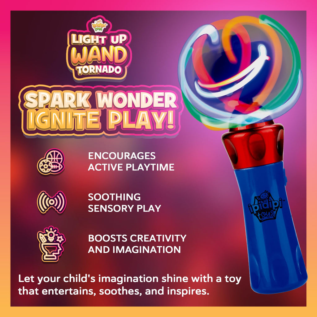 IPIDIPI TOYS Spinning Light Up Wand – LED Magic Swirling Toy for Kids, Easter Basket Stuffers, Party Favors