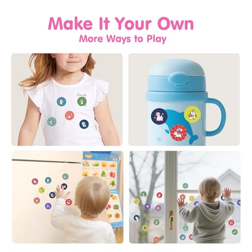 iPlay iLearn Unicorn Sticker Stamp Set – 400+ Stickers, 18-Page Activity Book, Mess-Free Travel Toy for Ages 3-6