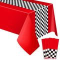 Irenare 3 Pack Racing Car Party Tablecloths – 54x108 Inch Red PE Racetrack Tablecovers for Boys Birthday Decorations