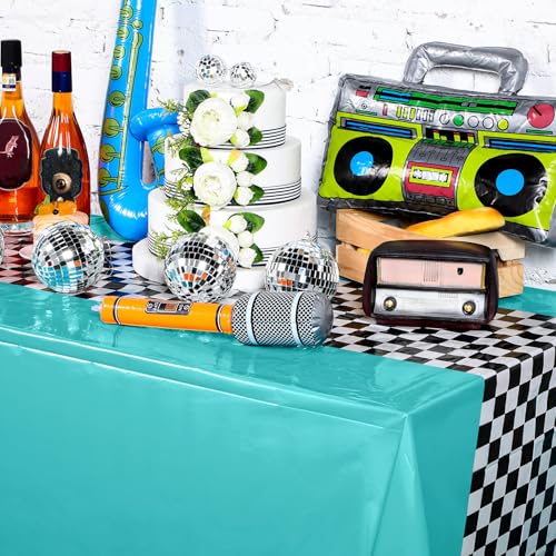 Irenare Car Birthday Party Supplies: 3 Cyan Racetrack Tablecloths 54x108 Inches