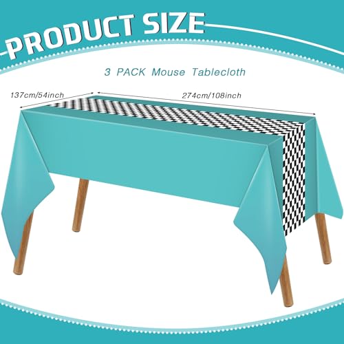Irenare Car Birthday Party Supplies: 3 Cyan Racetrack Tablecloths 54x108 Inches