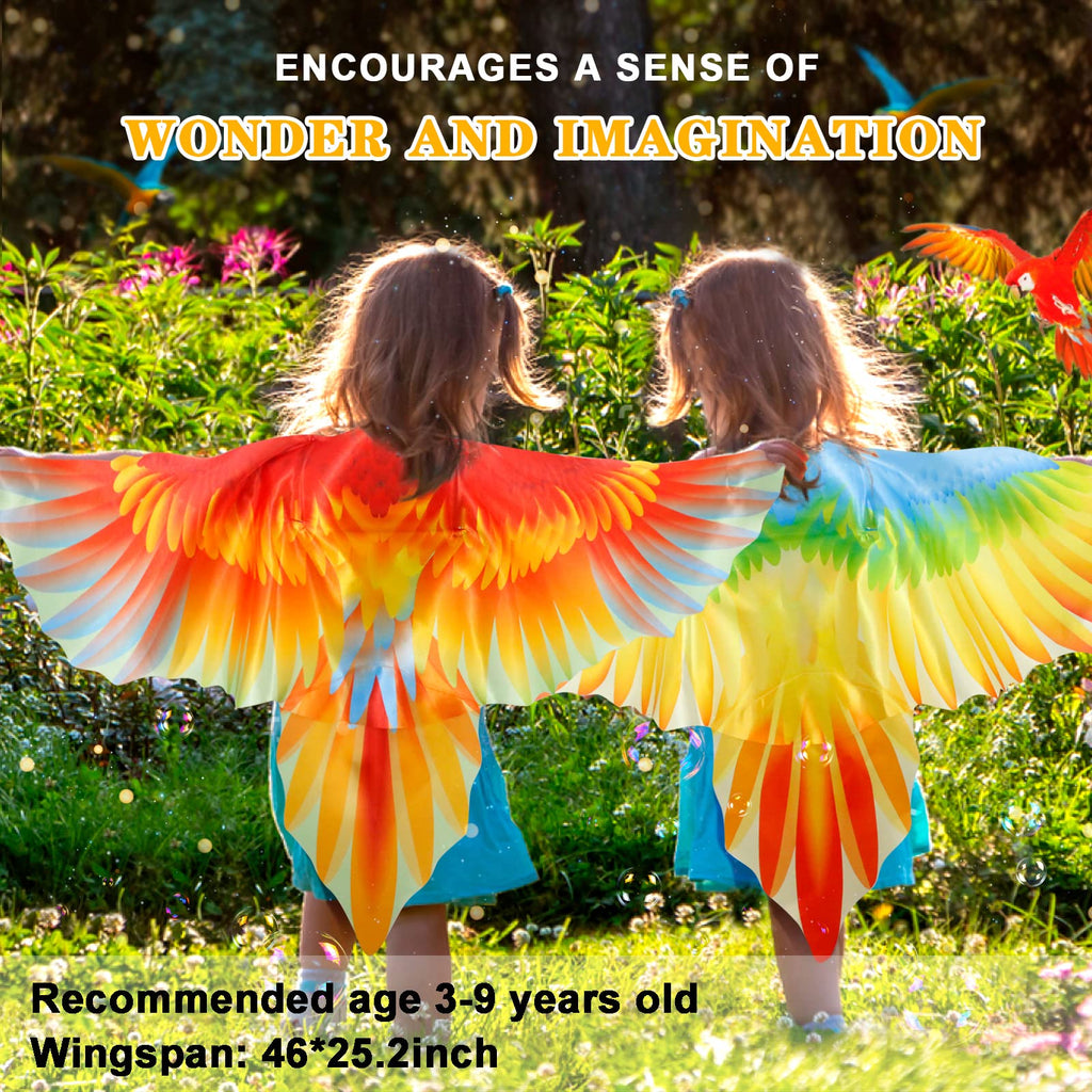IROLEHOME Bird Costume Set for Kids – Eagle Wings with Headband, Lightweight Chiffon Dress-Up Cape for Ages 3-10