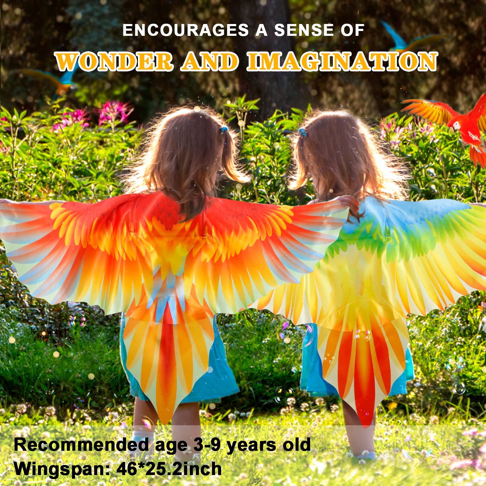 IROLEHOME Bird Costume Set for Kids – Eagle Wings with Headband, Lightweight Chiffon Dress-Up Cape for Ages 3-10