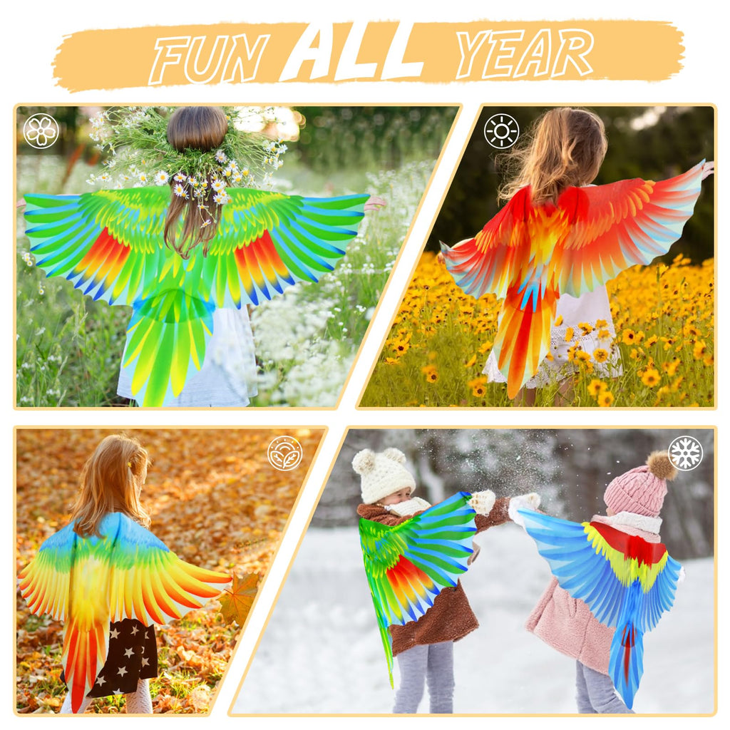 IROLEHOME Bird Costume Set for Kids – Eagle Wings with Headband, Lightweight Chiffon Dress-Up Cape for Ages 3-10