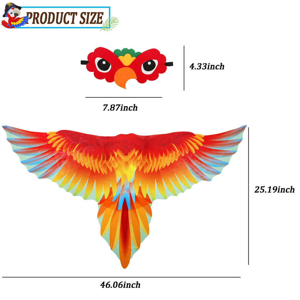 IROLEHOME Bird Costume Set for Kids – Eagle Wings with Headband, Lightweight Chiffon Dress-Up Cape for Ages 3-10