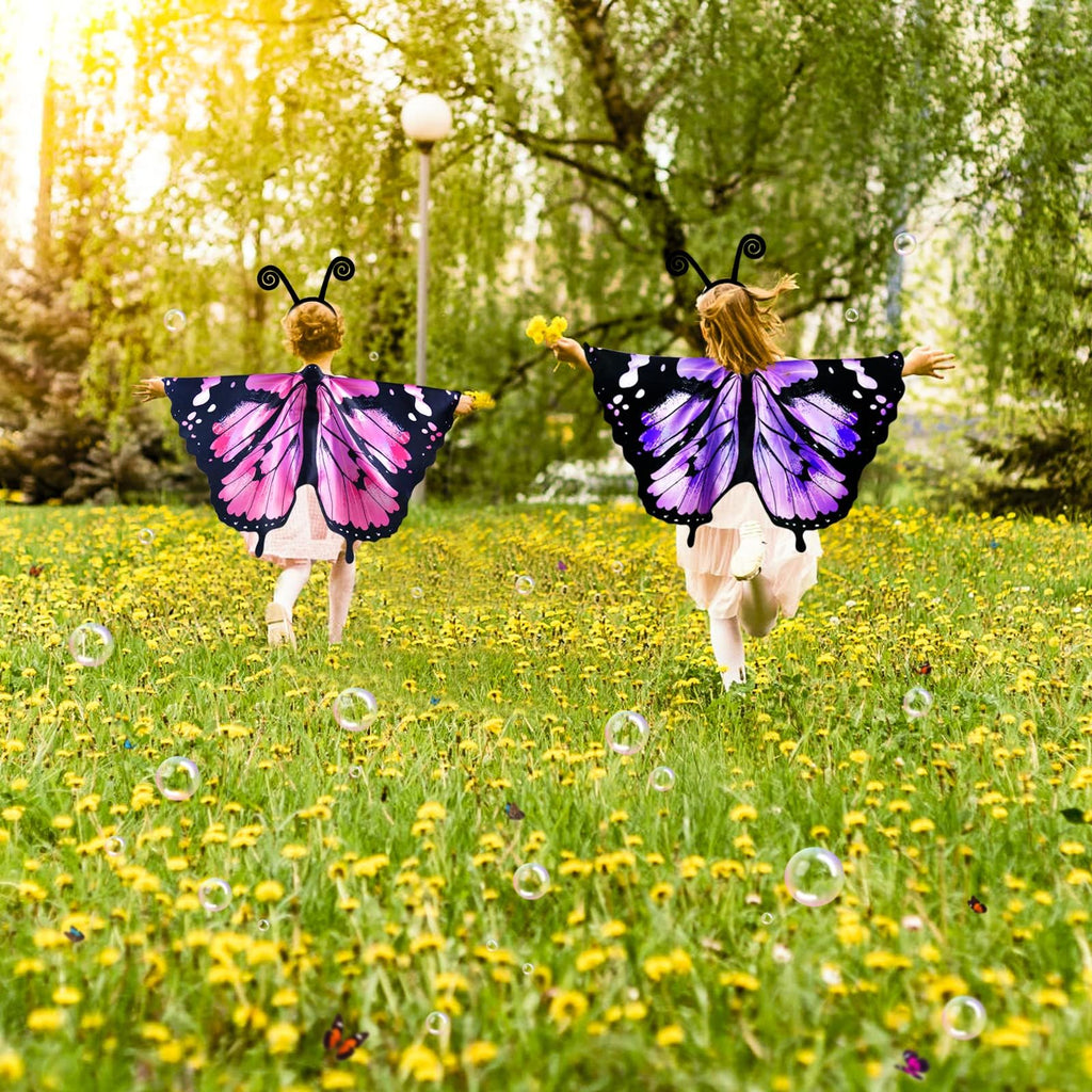 IROLEHOME Butterfly Wings Costume for Girls – Fairy Dress-Up Set with Mask & Headband (Ages 3-8)