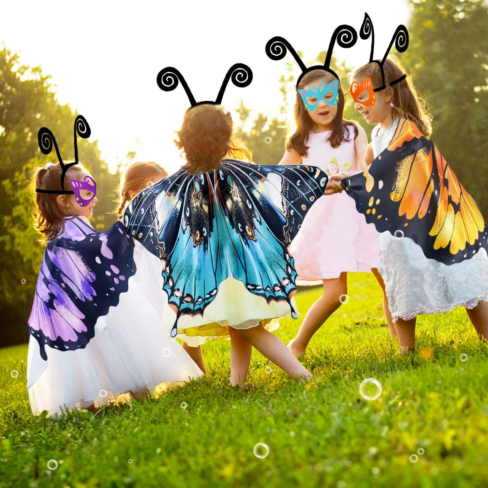 IROLEHOME Butterfly Wings Costume for Girls – Fairy Dress-Up Set with Mask & Headband (Ages 3-8)