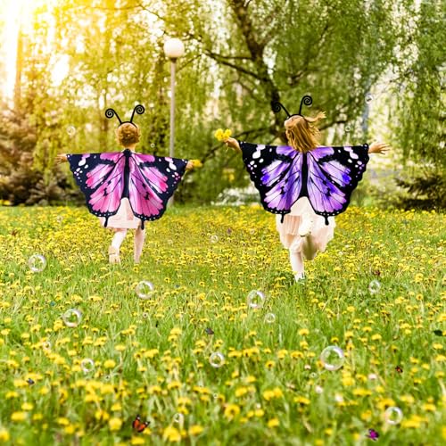 IROLEHOME Butterfly Wings Costume for Girls – Fairy Dress-Up Set with Mask & Headband (Ages 3-8)