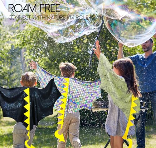 IROLEHOME Dragon Wings Costume for Kids – 46-Inch Wingspan Dinosaur Cape and Mask Set