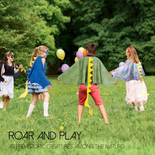 IROLEHOME Dragon Wings Costume for Kids – 46-Inch Wingspan Dinosaur Cape and Mask Set