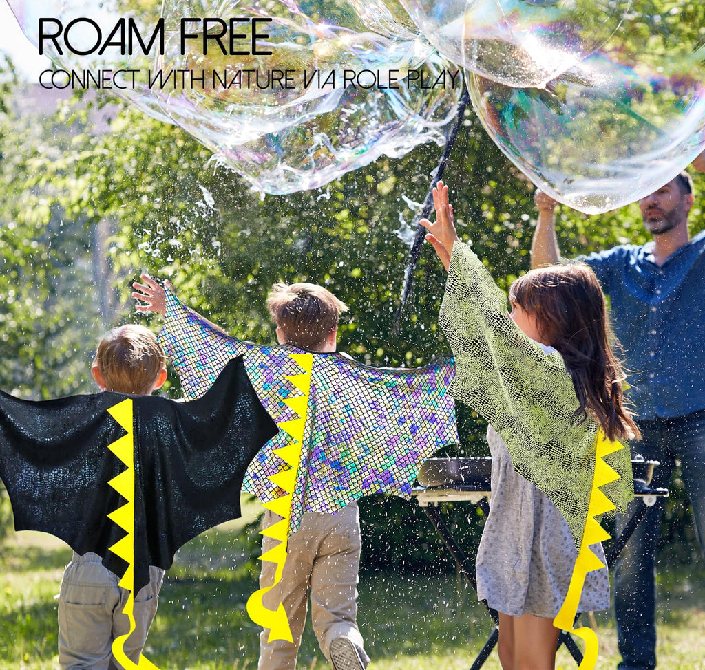IROLEHOME Dragon Wings Costume for Kids – 46-Inch Wingspan Dinosaur Cape and Mask Set
