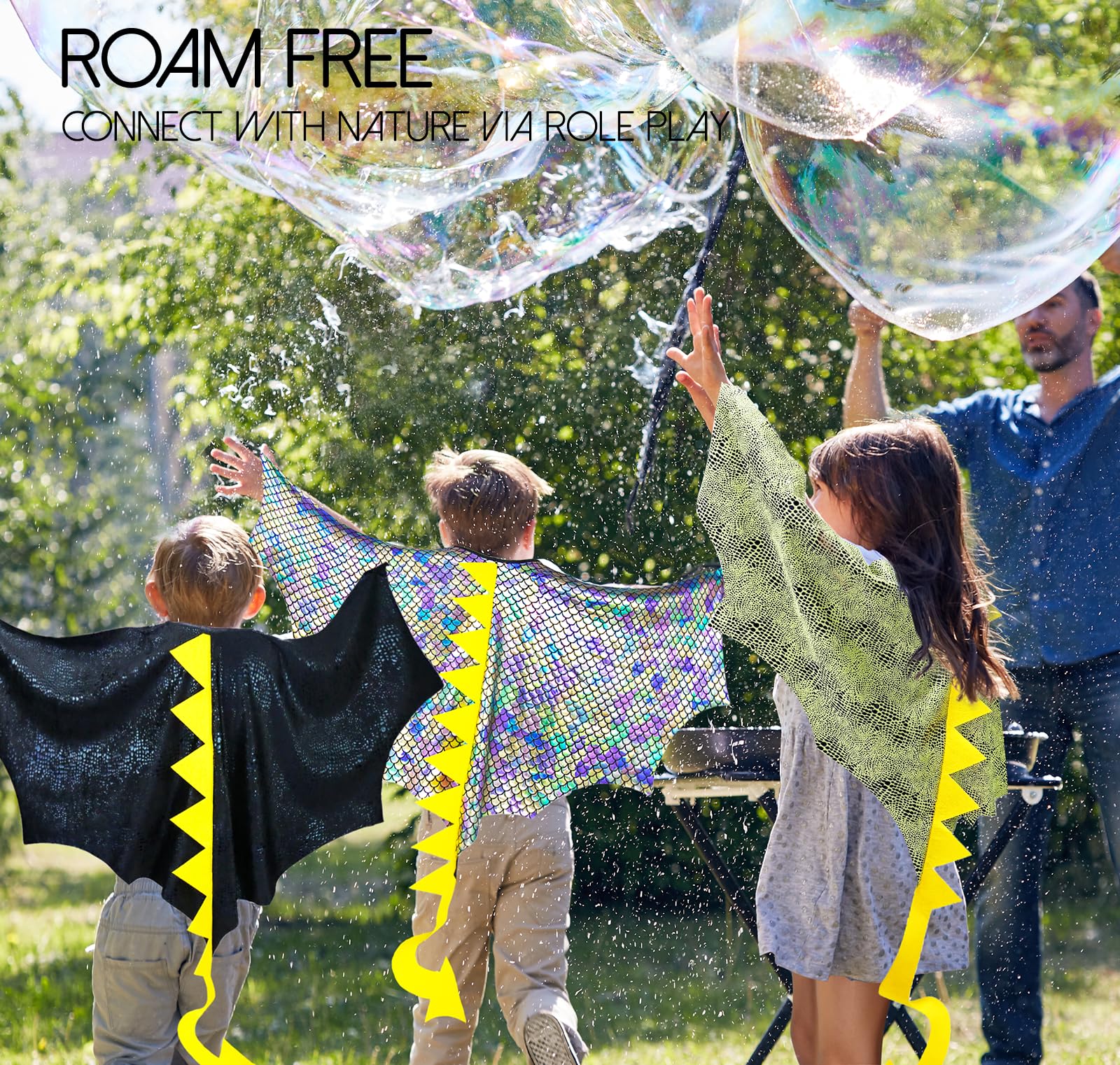IROLEHOME Dragon Wings Costume for Kids – 46-Inch Wingspan Dinosaur Cape and Mask Set