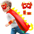 iROLEWIN Kids Dragon Costume Cape and Mask Set - 3D Spikes, Soft Lining, Ages 3-9