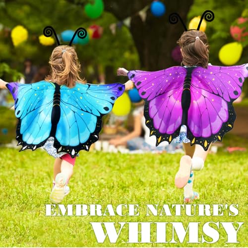 iROLEWIN Rainbow Fairy Butterfly Wings Costume Set for Toddlers & Kids – Includes Cape, Mask & Headband