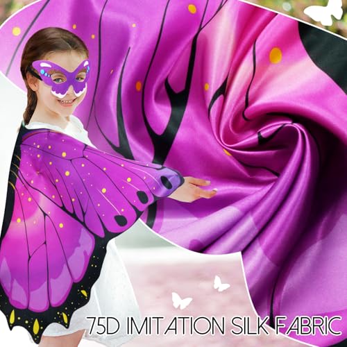 iROLEWIN Rainbow Fairy Butterfly Wings Costume Set for Toddlers & Kids – Includes Cape, Mask & Headband