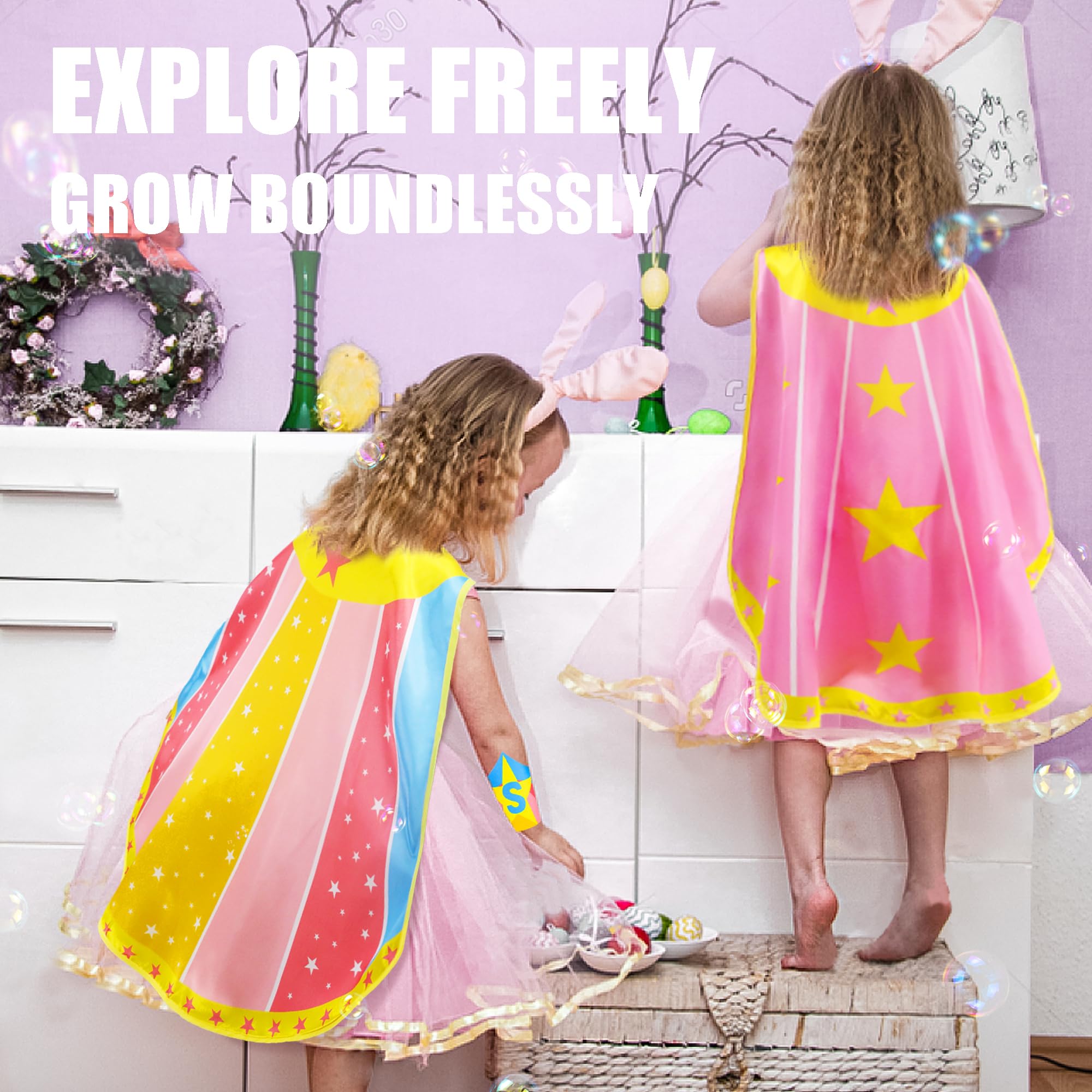iROLEWIN Superhero Cape Set for Kids - Costume with Mask and Bracelet, Ages 3-9