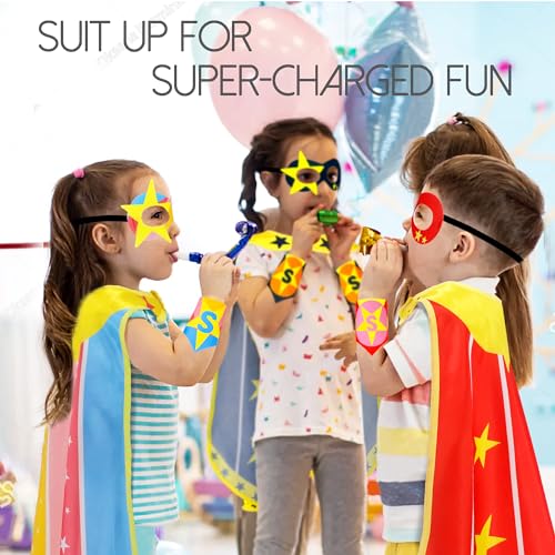 iROLEWIN Superhero Cape Set for Kids – Cape, Mask & Bracelet for Boys and Girls Ages 3-9