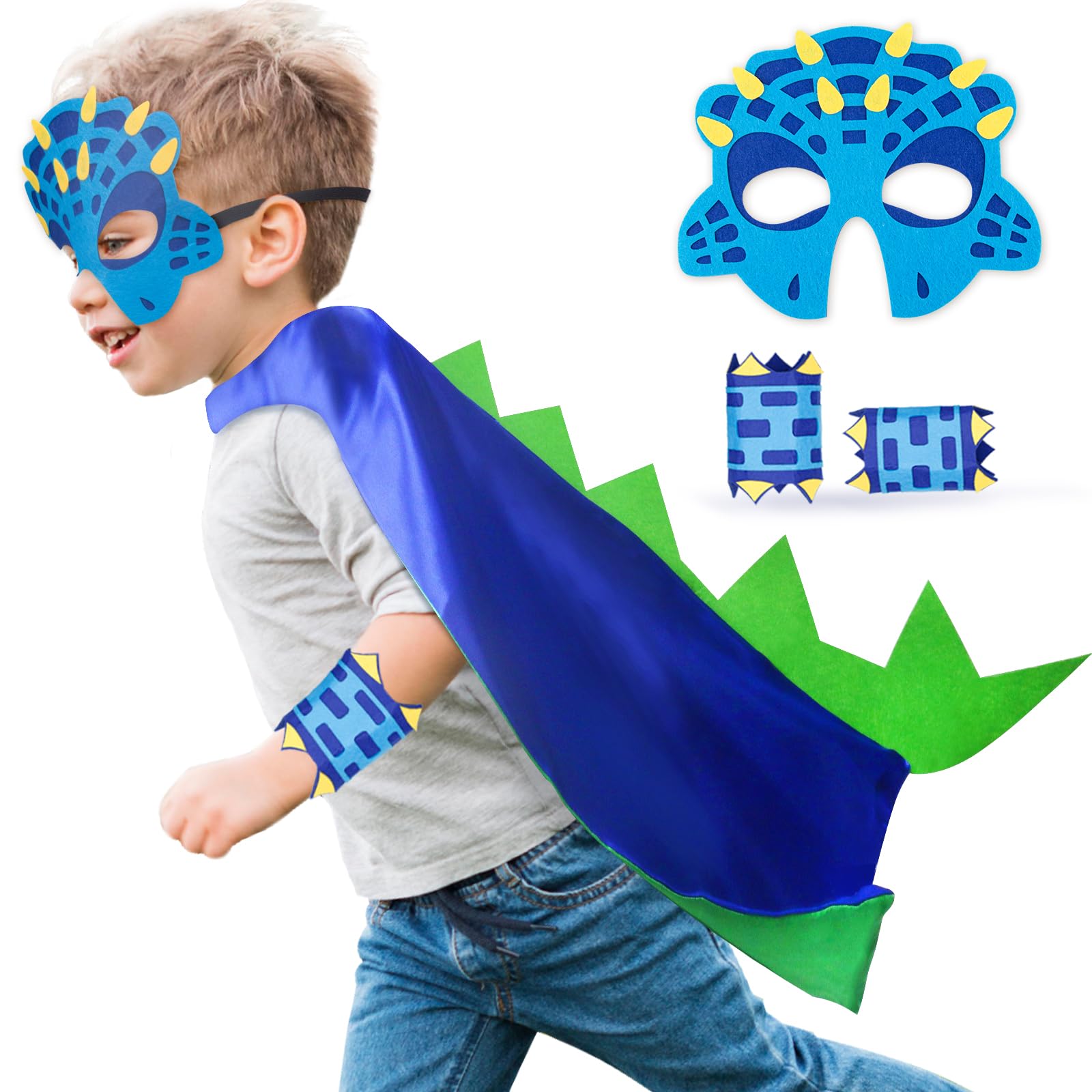 iROLEWIN Unisex Dinosaur Costume Cape and Mask Set for Kids - Dragon Dress-Up Toy for Christmas Birthday Gifts