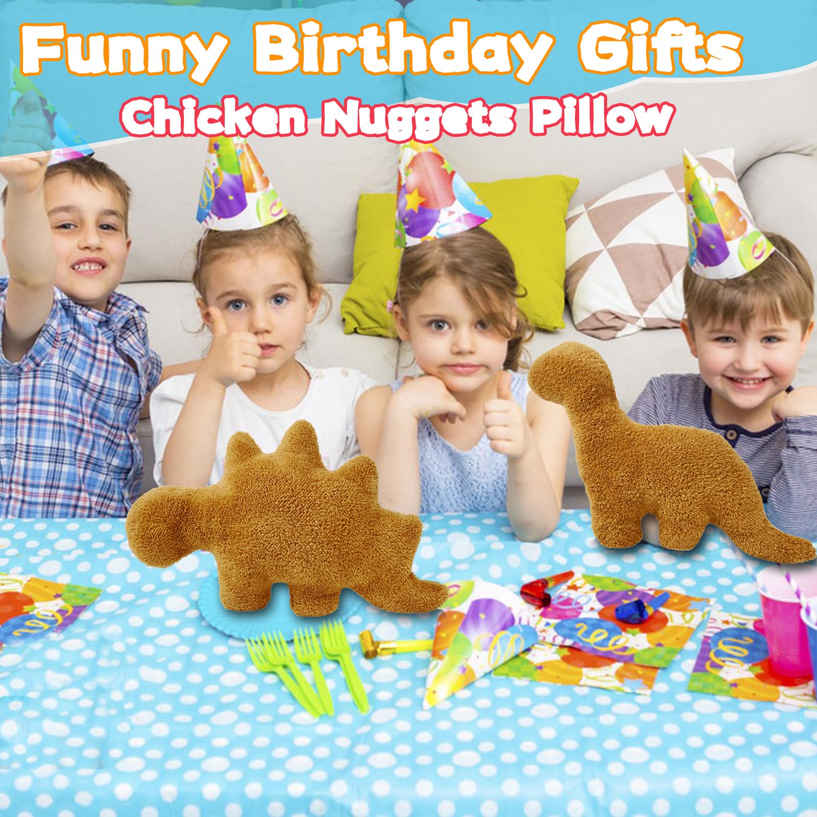 Isaacalyx 18-Inch Dino Nugget Pillow – Soft Dinosaur Plush Toy for Kids, Birthday Gifts & Party Decor