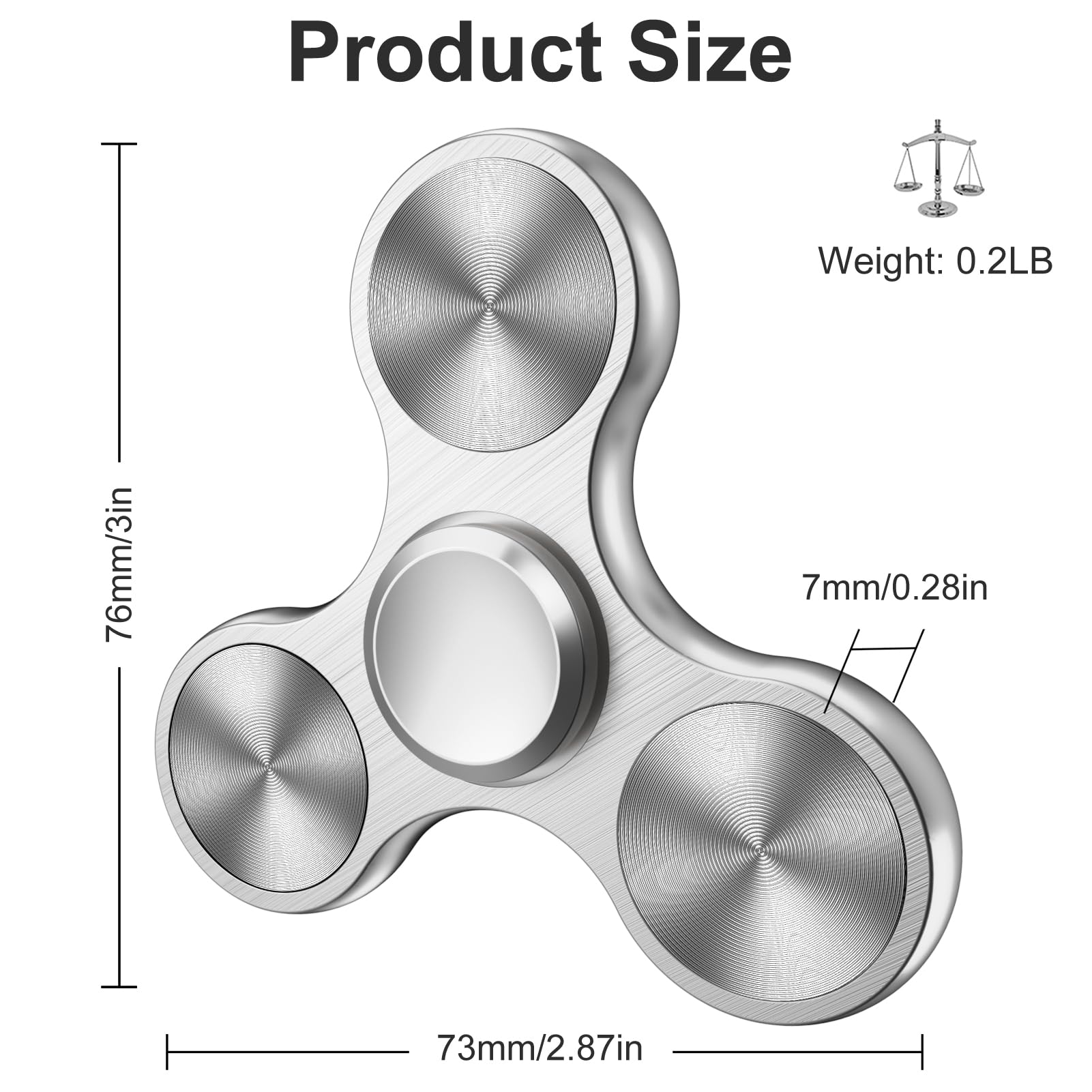 Isapral Metal Fidget Spinner – Stainless Steel Bearing, 4-8 Min Spins, Stress & Anxiety Relief for Kids and Adults