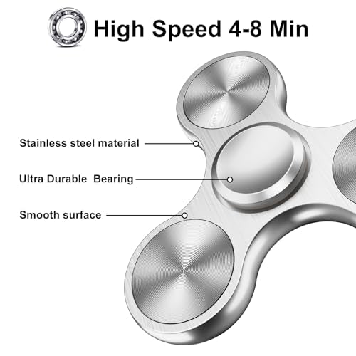 Isapral Metal Fidget Spinner – Stainless Steel Bearing, 4-8 Min Spins, Stress & Anxiety Relief for Kids and Adults
