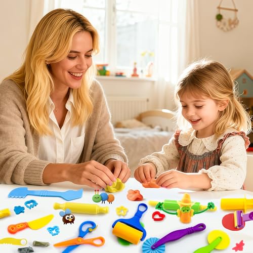 iShyan 30-Piece Kids Dough Play Set - Animal Cutters, Rolling Pins, Safety Scissors & Accessories