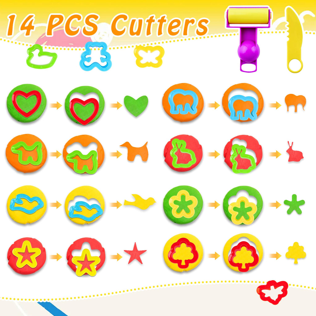 iShyan 30-Piece Kids Dough Play Set - Animal Cutters, Rolling Pins, Safety Scissors & Accessories