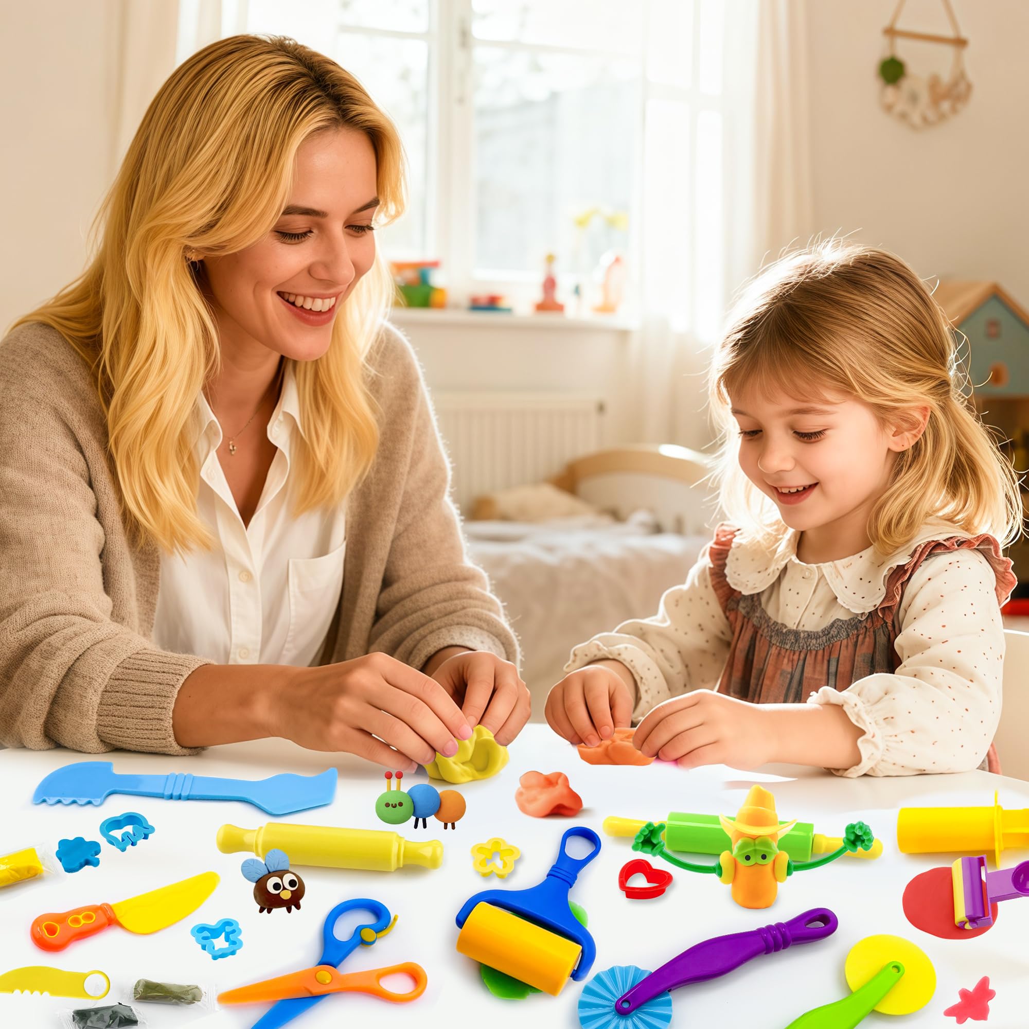 iShyan 30-Piece Kids Dough Play Set - Animal Cutters, Rolling Pins, Safety Scissors & Accessories