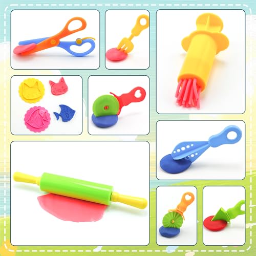 iShyan 33-Piece Dough Tool Set – Rolling Pins, Extruder, Scissors & Molds for Kids