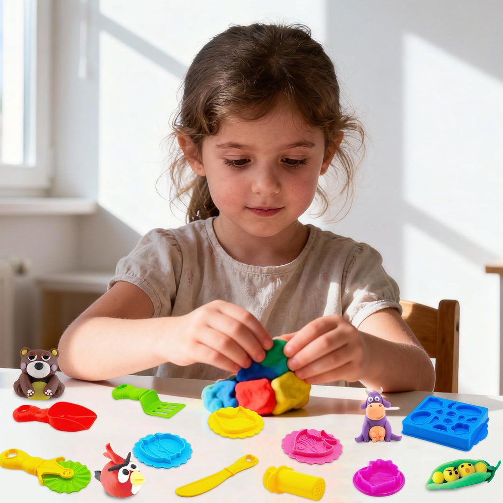 iShyan 33-Piece Dough Tool Set – Rolling Pins, Extruder, Scissors & Molds for Kids