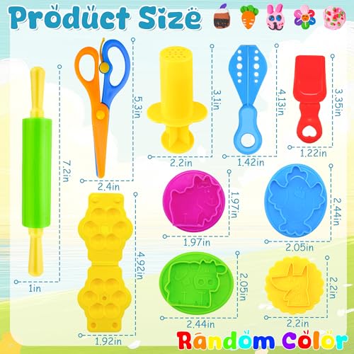 iShyan 33-Piece Dough Tool Set – Rolling Pins, Extruder, Scissors & Molds for Kids