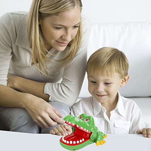 iShyan Crocodile Teeth Game with Sounds - Funny Alligator Biting Finger Game for 1-4 Players, Portable Travel Toy