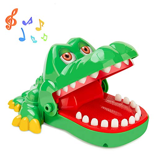 iShyan Crocodile Teeth Game with Sounds - Funny Alligator Biting Finger Game for 1-4 Players, Portable Travel Toy