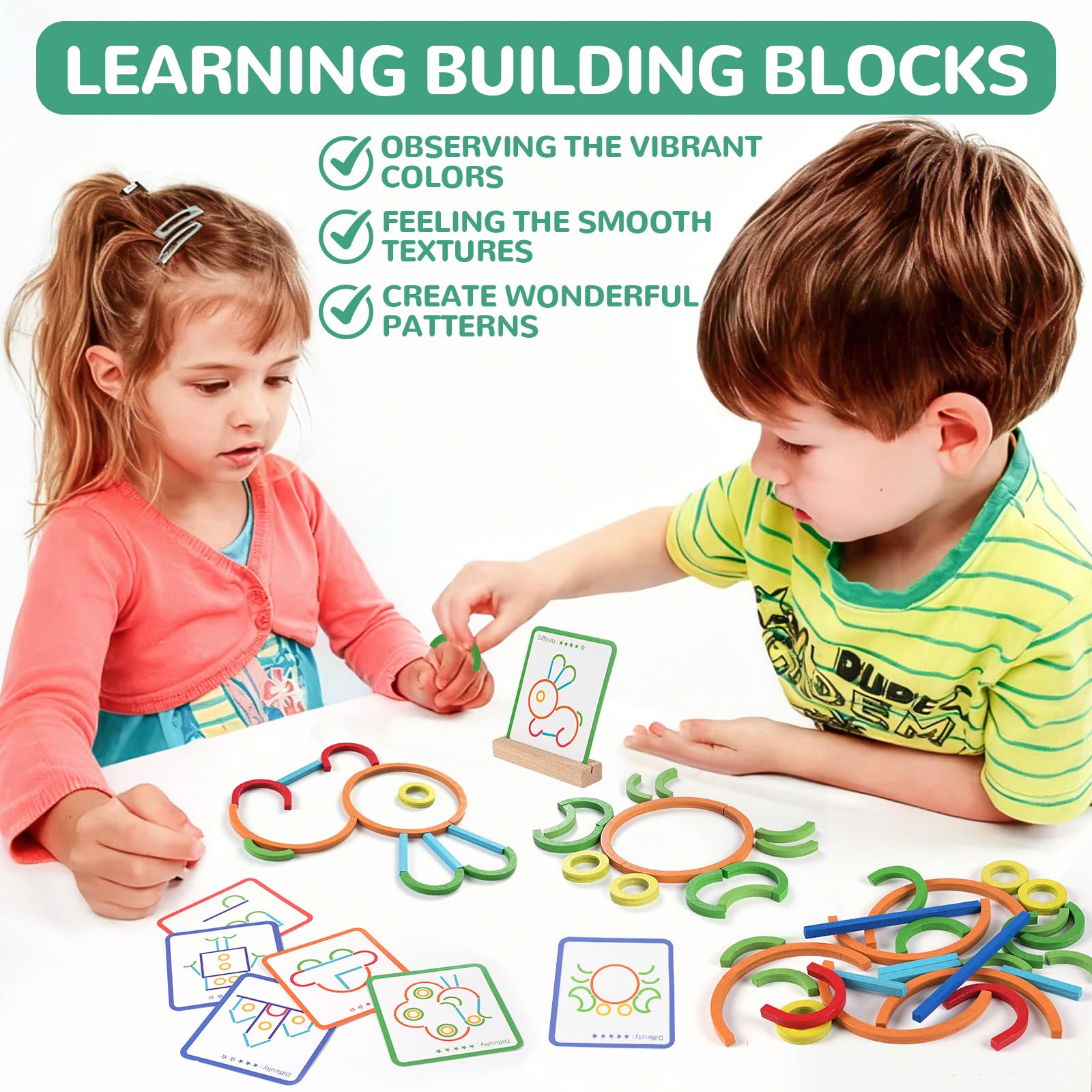 ISMETACU Montessori Wooden STEM Puzzle Toy – Ages 3-6 Fine Motor Skills & Shape Matching