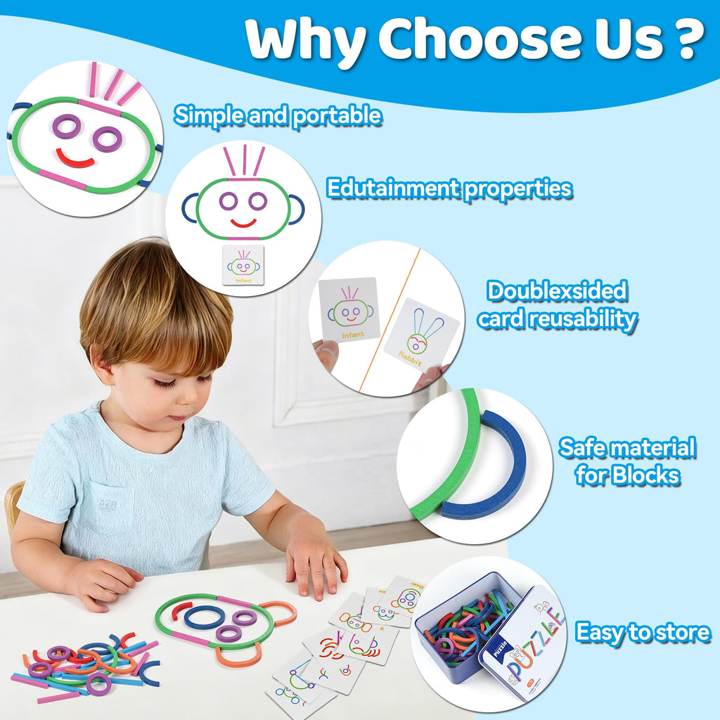 ISMETACU STEM Montessori Puzzle Toy – Shape Matching & Ring Stacking for Ages 3-6