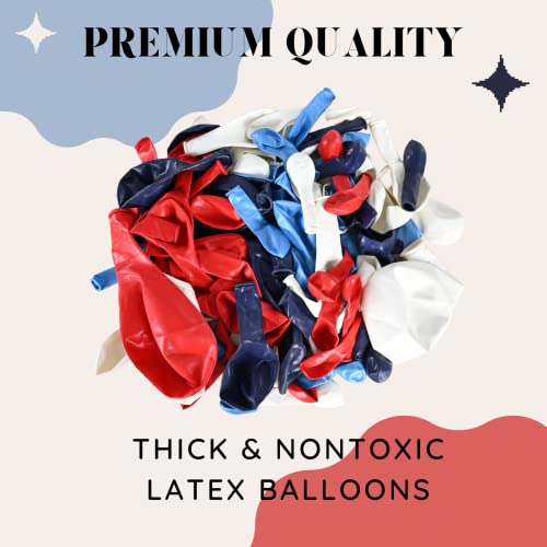 Isndare Red Blue White Balloon Arch Kit - 104 Latex Balloons with Strip & Glue for Baseball, Nautical, 4th of July Party Decor