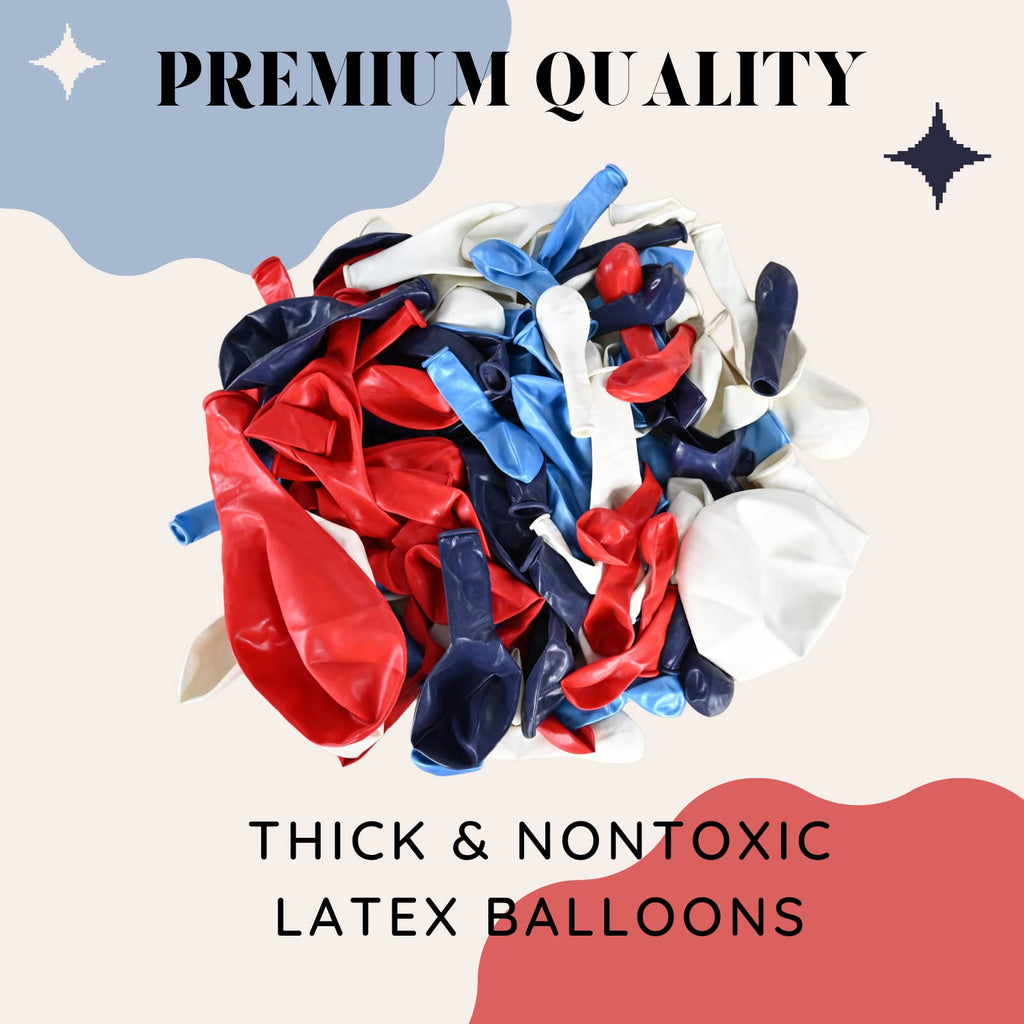 Isndare Red Blue White Balloon Arch Kit - 104 Latex Balloons with Strip & Glue for Baseball, Nautical, 4th of July Party Decor