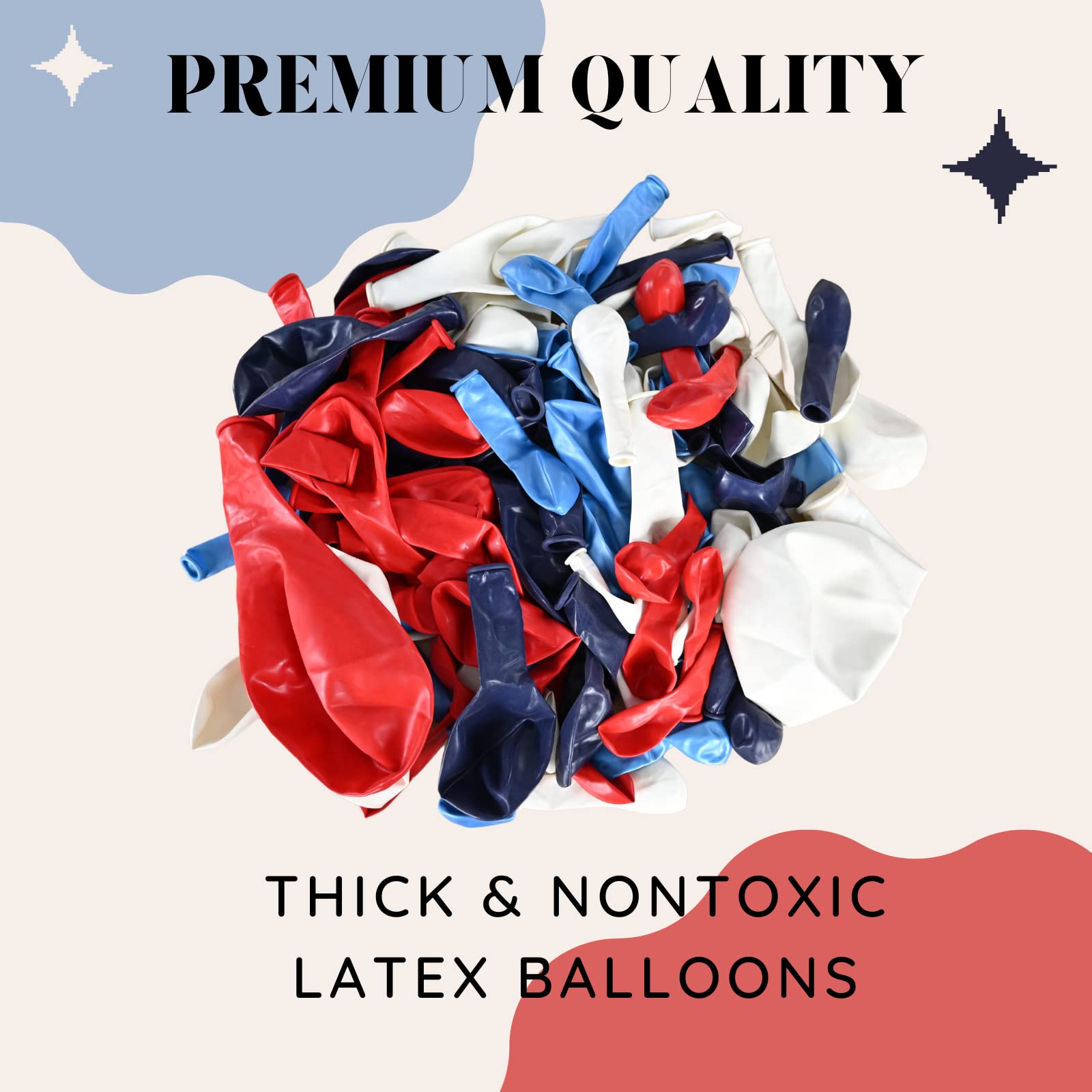 Isndare Red Blue White Balloon Arch Kit - 104 Latex Balloons with Strip & Glue for Baseball, Nautical, 4th of July Party Decor