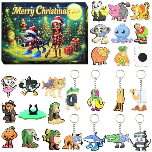 Italian Brainrot Advent Calendar 24 Days Countdown with Meme-Style Figurines – Pencil Toppers, Keychains & Magnets for Kids Ages 3+