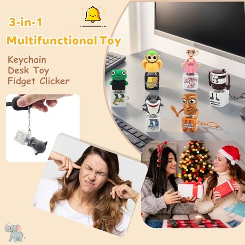 Italian Brainrot Clicker Fidget Keychain 2-Pack: Shark & Sahur with Sound and LED Light