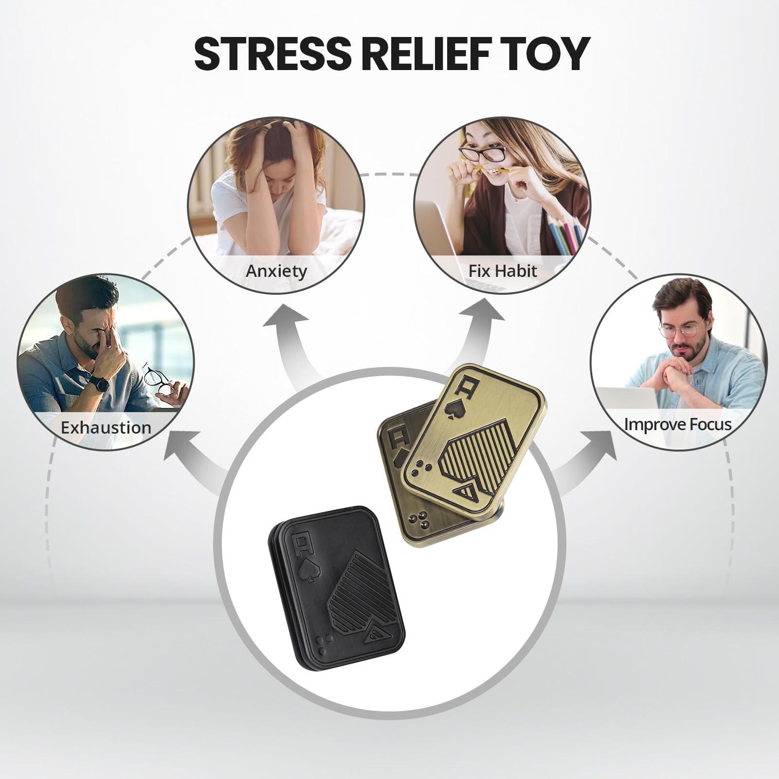ITOKEY Metal Magnetic Fidget Slider – EDC Poker Card Desk Toy for Stress Relief, Click Sound, Gifts for Adults with ADHD